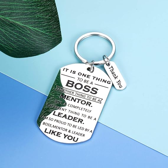Boss Day Gifts for Women Men Office Keychain Thank You Boss Gift for Coworker Mentor Supervisor Leader Christmas Birthday Leaving Going Away Retirement Gifts Boss Lady Goodbye Gifts to Friend Him Her