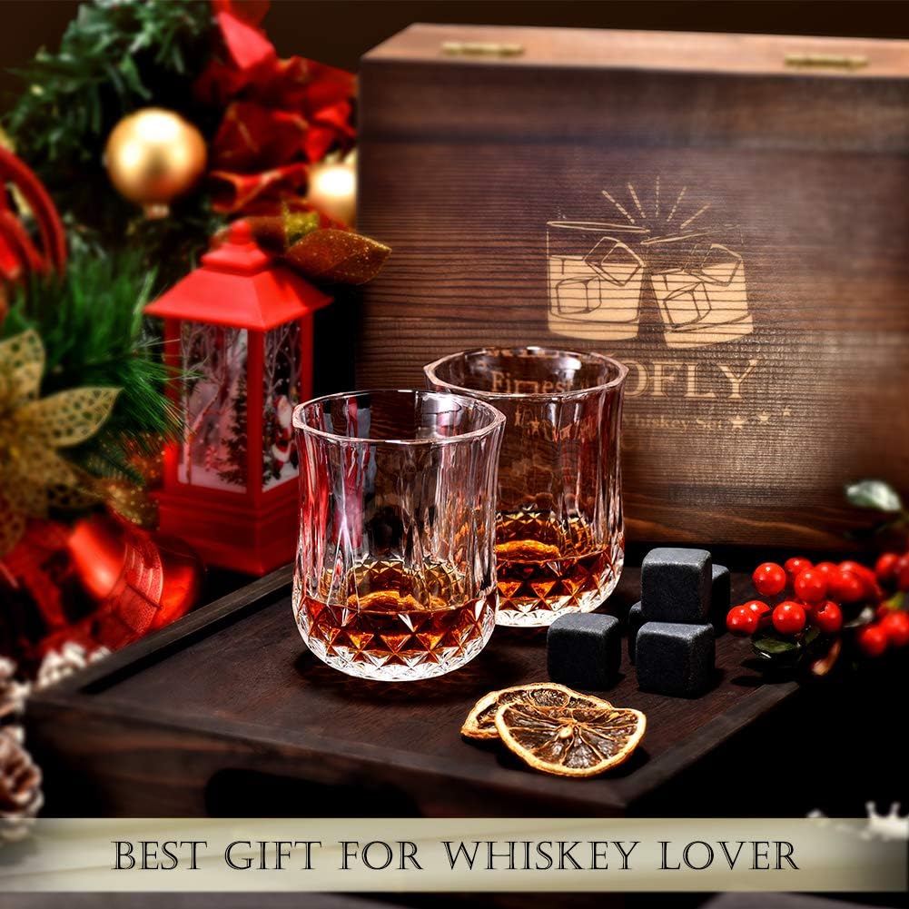Gifts for Men Women, Whiskey Stones Set with Glasses, Drinking Gifts for Dad Husband Him, Ideas for Anniversary Birthday Wedding Housewarming, Unique Rocks Present for Liquor Bourbon Scotch