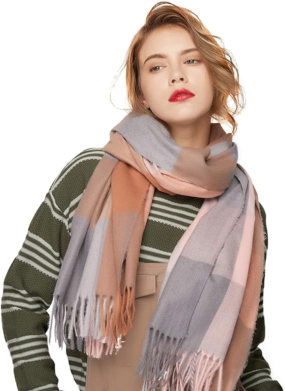 Classic Plaid Tartan Scarf for Women Men Soft Check Tassel Scarves SC316