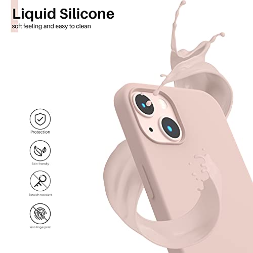 Compatible with iPhone 13 Case 6.1, Slim Liquid Silicone 3 Layers Full Covered Soft Gel Rubber Case Cover