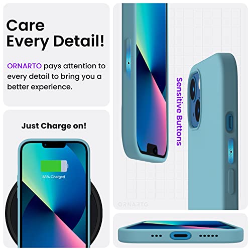 Compatible with iPhone 13 Case 6.1, Slim Liquid Silicone 3 Layers Full Covered Soft Gel Rubber Case Cover
