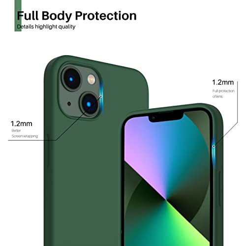 Compatible with iPhone 13 Case 6.1, Slim Liquid Silicone 3 Layers Full Covered Soft Gel Rubber Case Cover