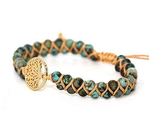 Handmade Boho Natural Stone Wrap Bracelets Turquoises Crystal Beads Bracelet Jewelry