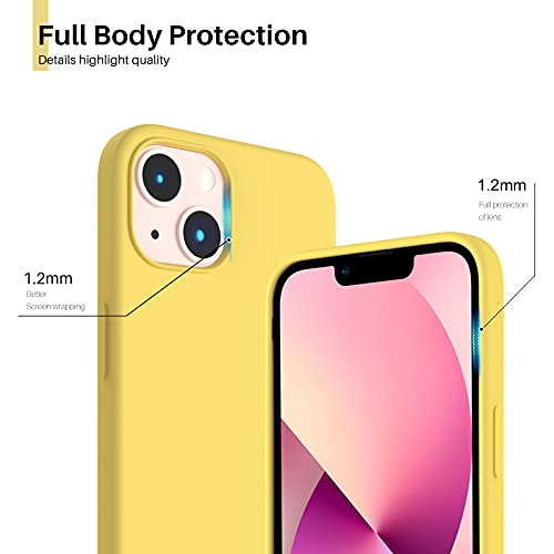 Compatible with iPhone 13 Case 6.1, Slim Liquid Silicone 3 Layers Full Covered Soft Gel Rubber Case Cover