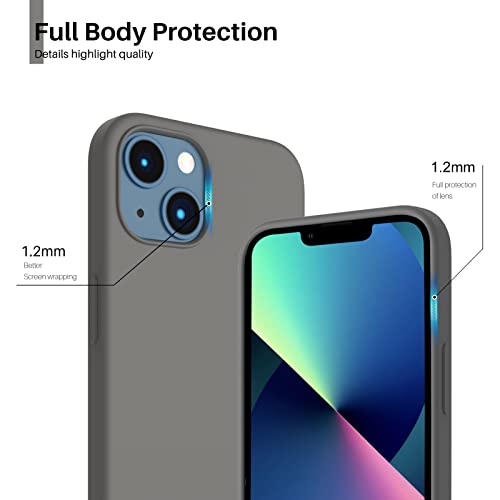 Compatible with iPhone 13 Case 6.1, Slim Liquid Silicone 3 Layers Full Covered Soft Gel Rubber Case Cover