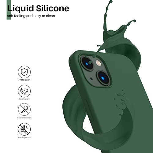 Compatible with iPhone 13 Case 6.1, Slim Liquid Silicone 3 Layers Full Covered Soft Gel Rubber Case Cover