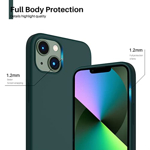 Compatible with iPhone 13 Case 6.1, Slim Liquid Silicone 3 Layers Full Covered Soft Gel Rubber Case Cover