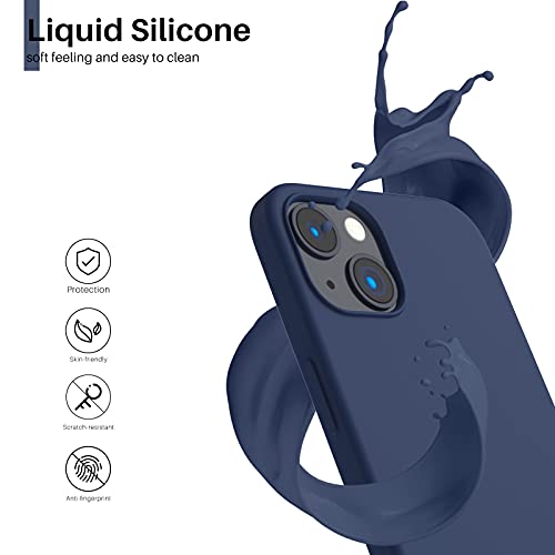 Compatible with iPhone 13 Case 6.1, Slim Liquid Silicone 3 Layers Full Covered Soft Gel Rubber Case Cover