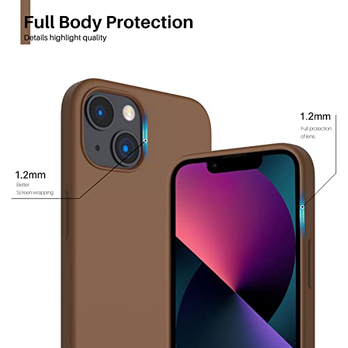 Compatible with iPhone 13 Case 6.1, Slim Liquid Silicone 3 Layers Full Covered Soft Gel Rubber Case Cover