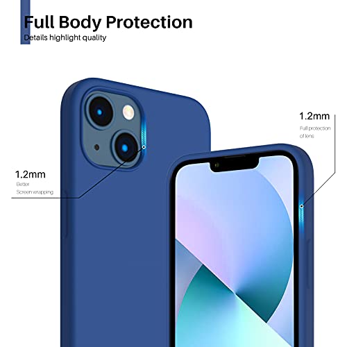 Compatible with iPhone 13 Case 6.1, Slim Liquid Silicone 3 Layers Full Covered Soft Gel Rubber Case Cover