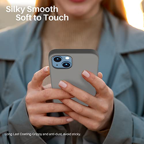Compatible with iPhone 13 Case 6.1, Slim Liquid Silicone 3 Layers Full Covered Soft Gel Rubber Case Cover