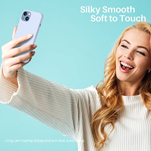 Compatible with iPhone 13 Case 6.1, Slim Liquid Silicone 3 Layers Full Covered Soft Gel Rubber Case Cover