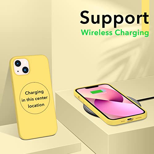 Compatible with iPhone 13 Case 6.1, Slim Liquid Silicone 3 Layers Full Covered Soft Gel Rubber Case Cover