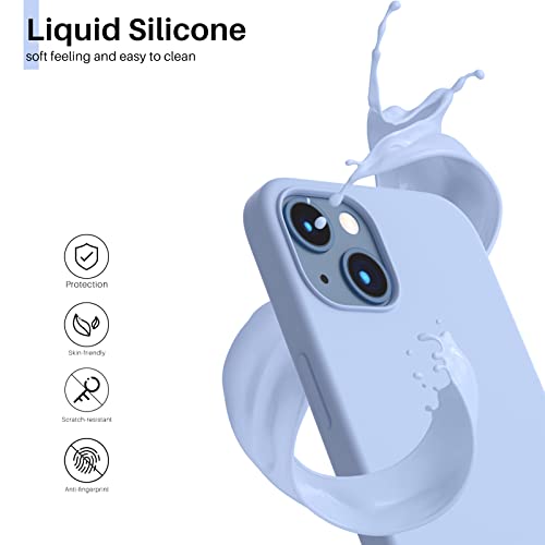 Compatible with iPhone 13 Case 6.1, Slim Liquid Silicone 3 Layers Full Covered Soft Gel Rubber Case Cover
