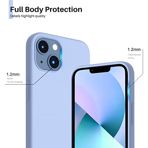 Compatible with iPhone 13 Case 6.1, Slim Liquid Silicone 3 Layers Full Covered Soft Gel Rubber Case Cover