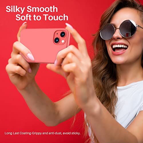 Compatible with iPhone 13 Case 6.1, Slim Liquid Silicone 3 Layers Full Covered Soft Gel Rubber Case Cover