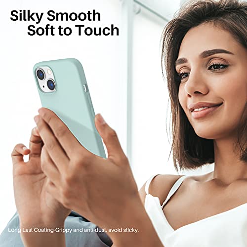 Compatible with iPhone 13 Case 6.1, Slim Liquid Silicone 3 Layers Full Covered Soft Gel Rubber Case Cover