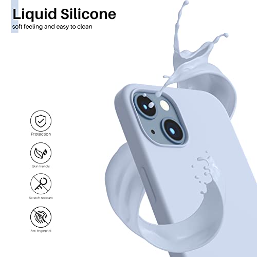Compatible with iPhone 13 Case 6.1, Slim Liquid Silicone 3 Layers Full Covered Soft Gel Rubber Case Cover