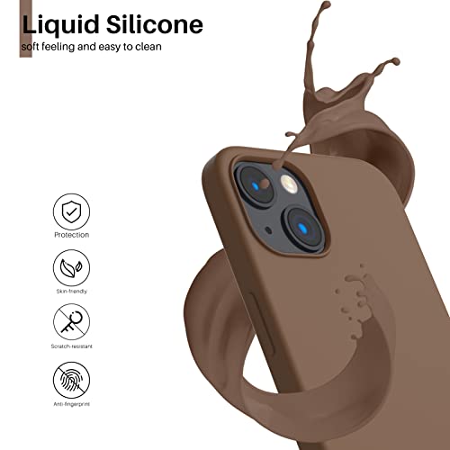 Compatible with iPhone 13 Case 6.1, Slim Liquid Silicone 3 Layers Full Covered Soft Gel Rubber Case Cover