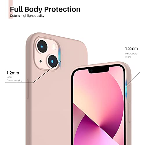 Compatible with iPhone 13 Case 6.1, Slim Liquid Silicone 3 Layers Full Covered Soft Gel Rubber Case Cover