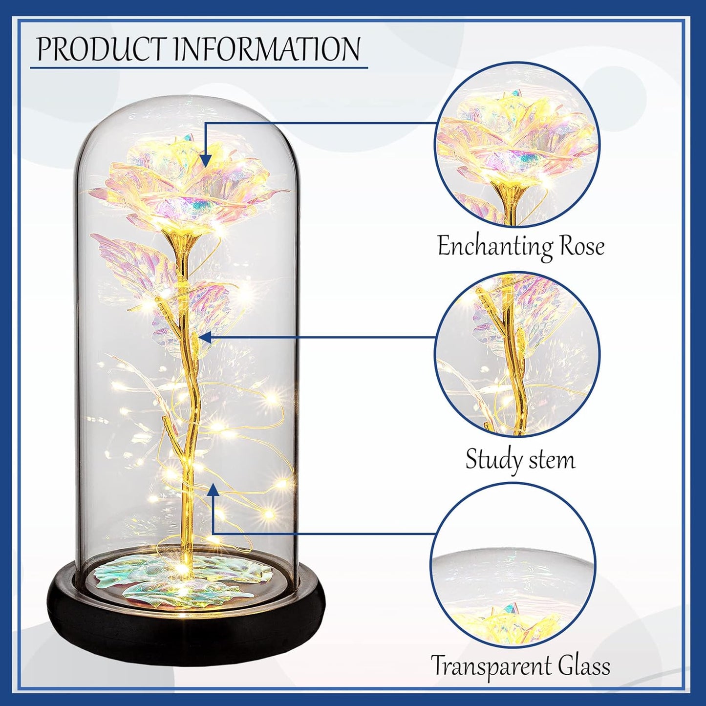 Galaxy Rose for Women, Gifts for Mom, Personalized Gifts for Women, Gift for Her, Womens Gifts for Christmas, Cute Unique Glass Rose Flower Gift, Womans Gift Ideas Mother Wife Daughter