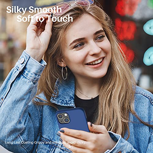 Compatible with iPhone 13 Case 6.1, Slim Liquid Silicone 3 Layers Full Covered Soft Gel Rubber Case Cover