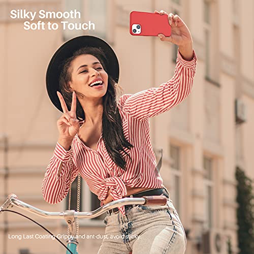 Compatible with iPhone 13 Case 6.1, Slim Liquid Silicone 3 Layers Full Covered Soft Gel Rubber Case Cover