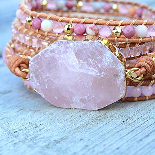 Handmade Boho Natural Stone Wrap Bracelets Turquoises Crystal Beads Bracelet Jewelry