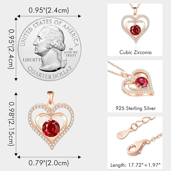 Forever Love Heart Necklaces for Women Mother's Day Gifts Sterling