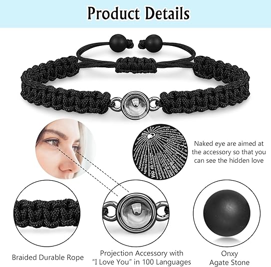 I Love You 100 Languages Bracelets, Couples Gifts for Boyfriend