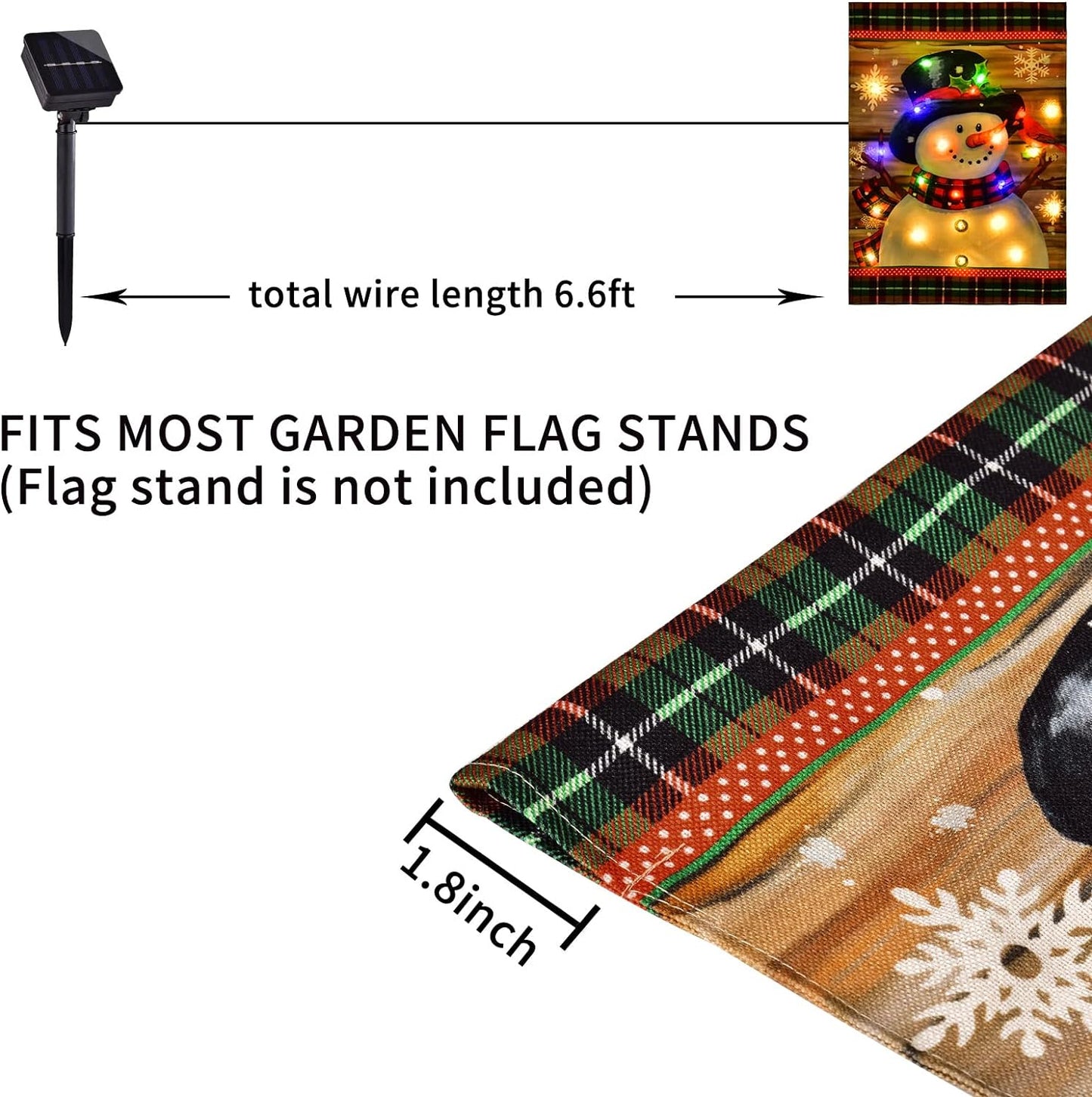 Lighted Winter Garden Flag for Outside, Led Snowman Garden Flag, Winter Yard Flag Winter Garden flags 12x18 double sided for Outdoor Yard Garden Lawn Decoration