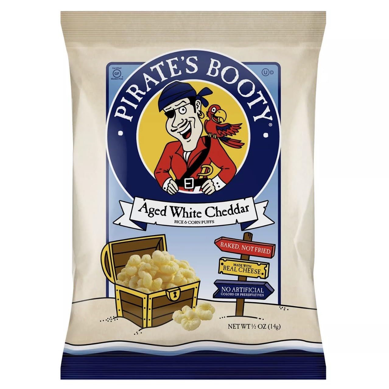 Pirate Booty Aged White Cheddar Puffs, 0.5 oz., Pack of 40
