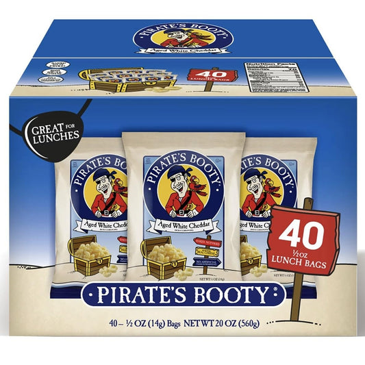 Pirate Booty Aged White Cheddar Puffs, 0.5 oz., Pack of 40