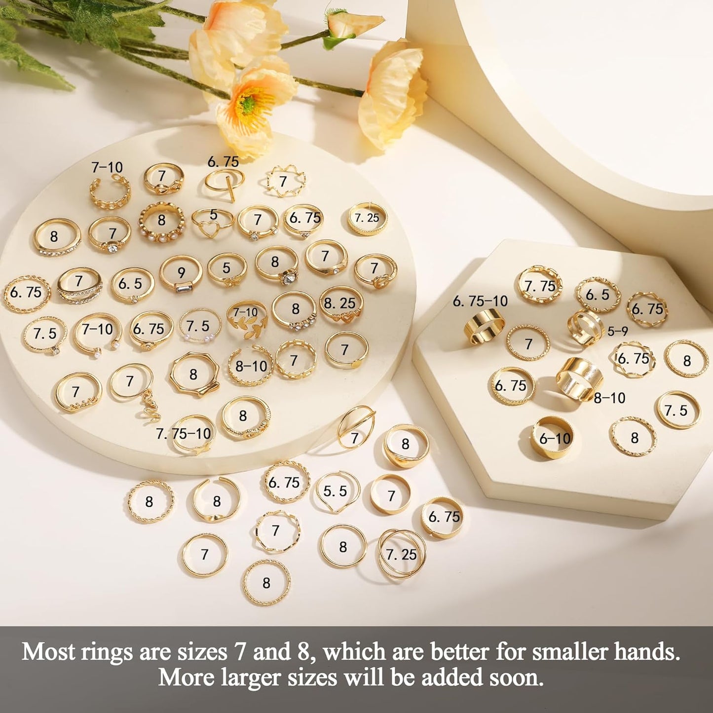 FAXHION 60 Pcs Gold Stackable Rings for Women, Knuckle Rings Chunky Gold Ring Set Dainty Stacking Cute Rings, Multiple Sizes Cute Jewelry Set Gift