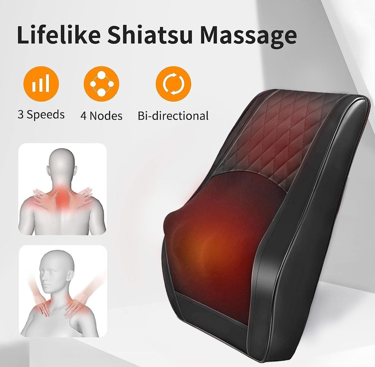 Back Massager with Heat, Massagers, 3D Kneading Massage Pillow for Back, Neck, Shoulder, Leg Pain Relief, Gifts for Men Women Mom Dad, Stress Relax at Home Office and Car