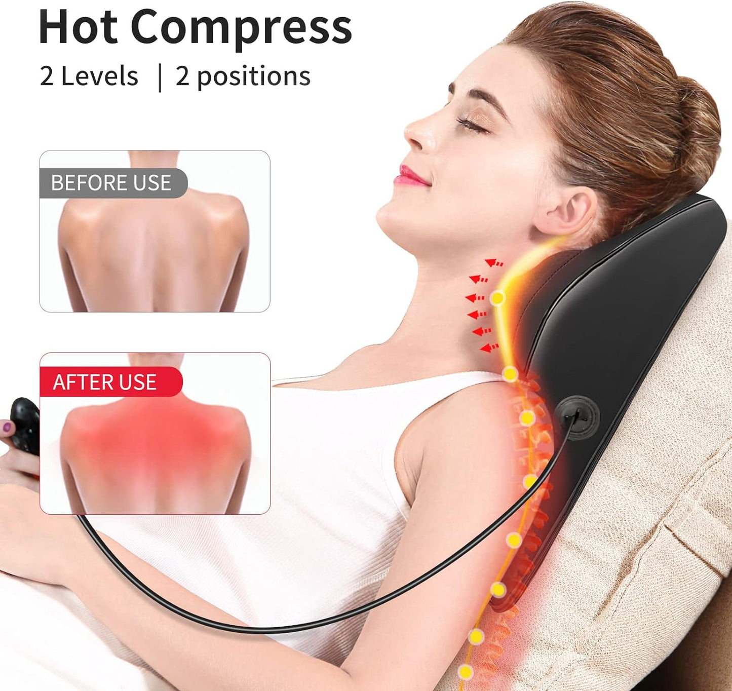 Back Massager with Heat, Massagers, 3D Kneading Massage Pillow for Back, Neck, Shoulder, Leg Pain Relief, Gifts for Men Women Mom Dad, Stress Relax at Home Office and Car