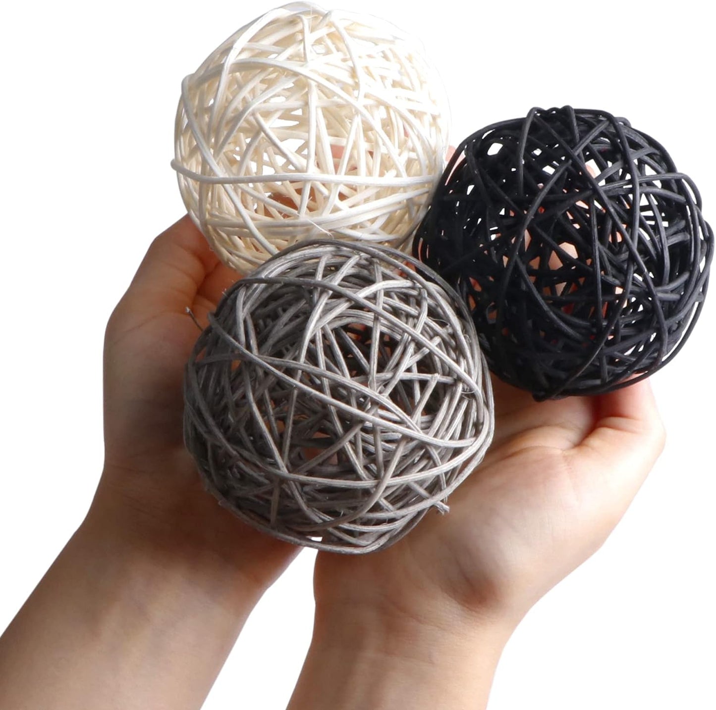 9 Pcs 3 Inch Wicker Balls Decorations, Rattan Balls Decorative for Home Decor DIY Vase Bowl Filler Ornament Baby Room Nursery Décor Wedding Table Decoration