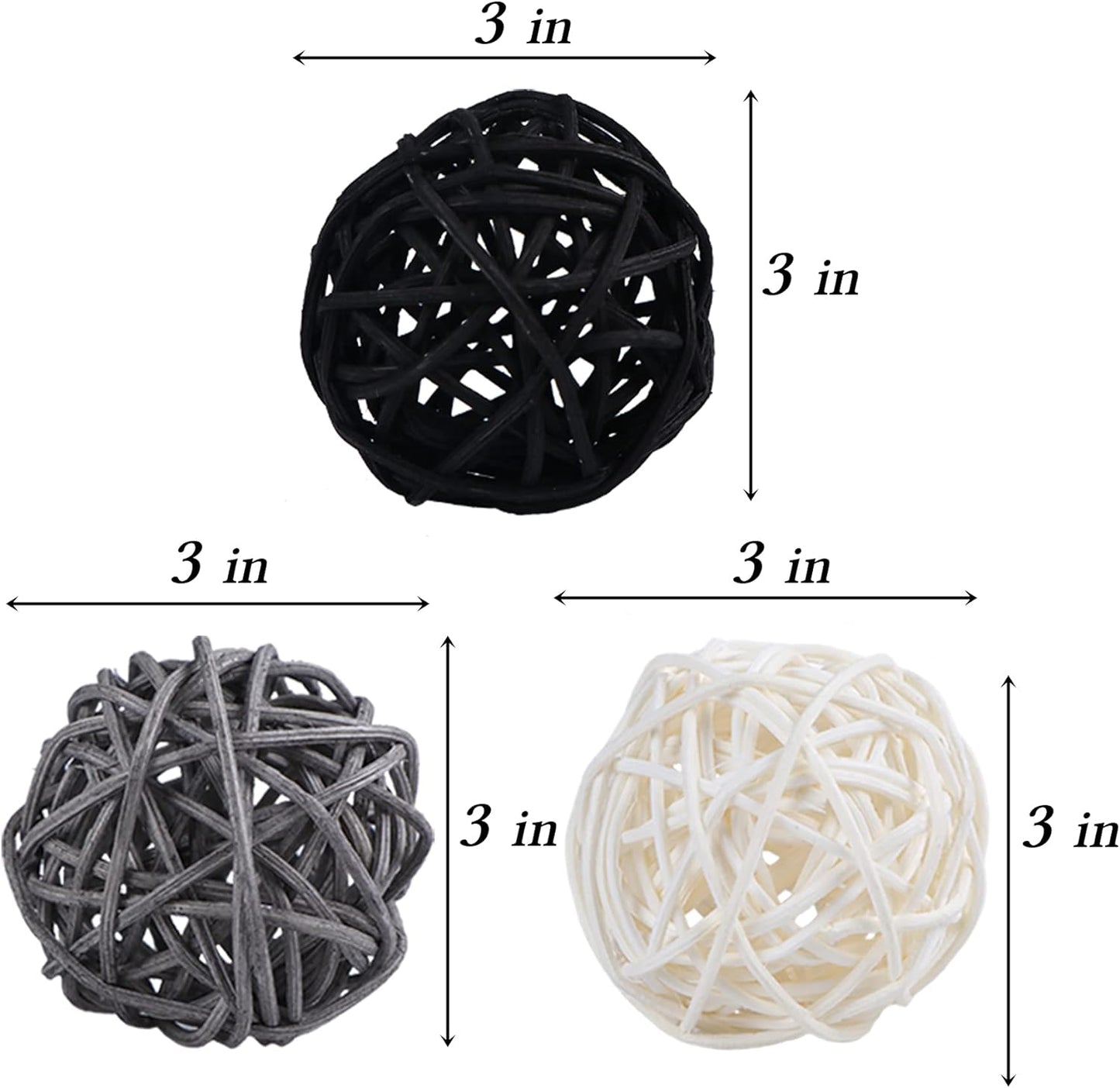 9 Pcs 3 Inch Wicker Balls Decorations, Rattan Balls Decorative for Home Decor DIY Vase Bowl Filler Ornament Baby Room Nursery Décor Wedding Table Decoration