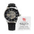 To my wonderful husband to be Men's Openwork Watch w/ Genuine Black Leather Band