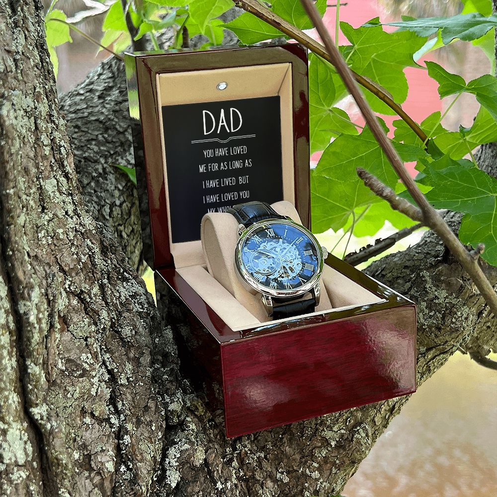 Dad you have loved me Men's Openwork Watch w/ Genuine Black Leather Band