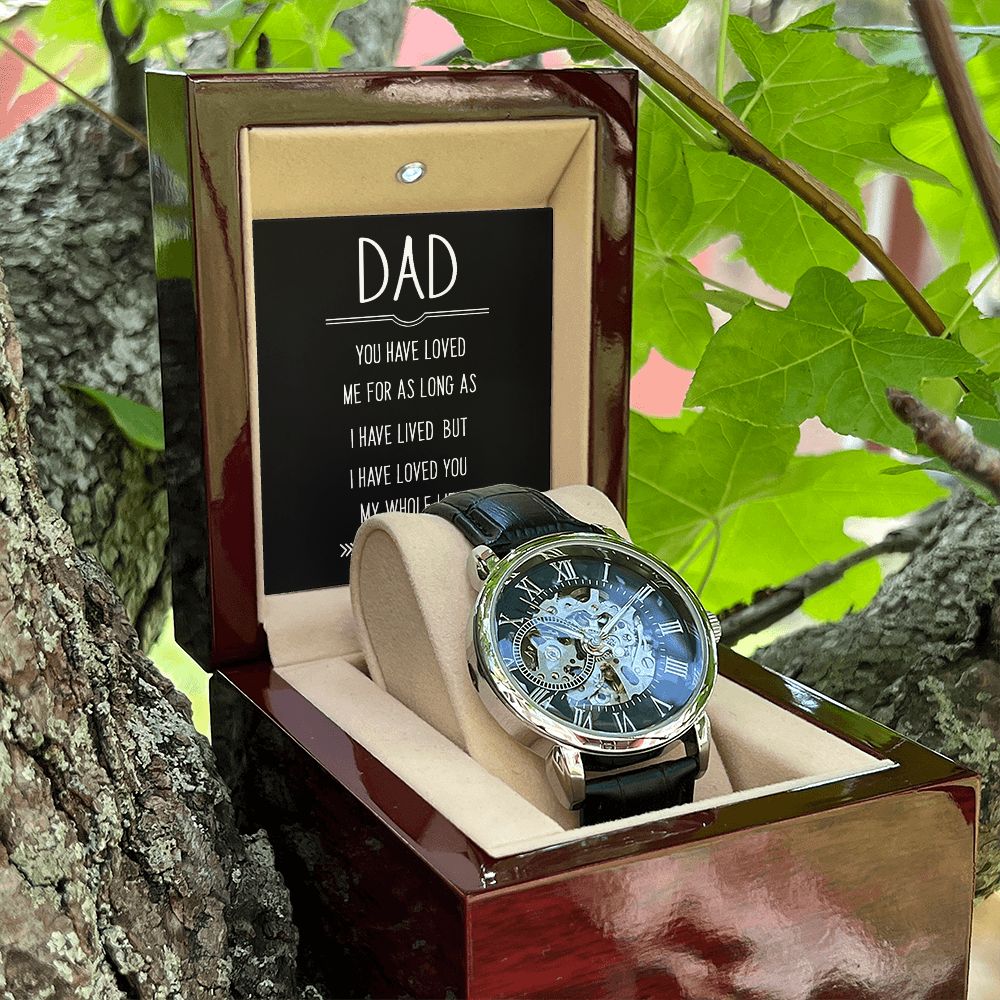 Dad you have loved me Men's Openwork Watch w/ Genuine Black Leather Band