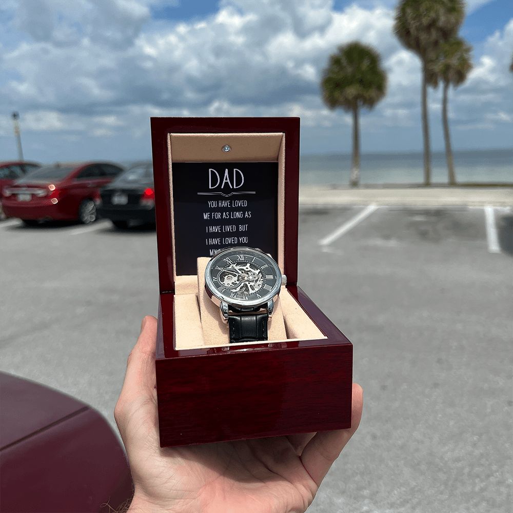 Dad you have loved me Men's Openwork Watch w/ Genuine Black Leather Band