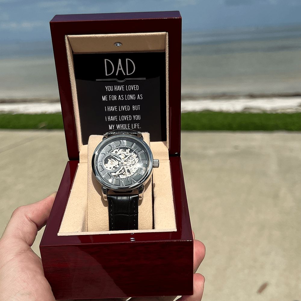 Dad you have loved me Men's Openwork Watch w/ Genuine Black Leather Band