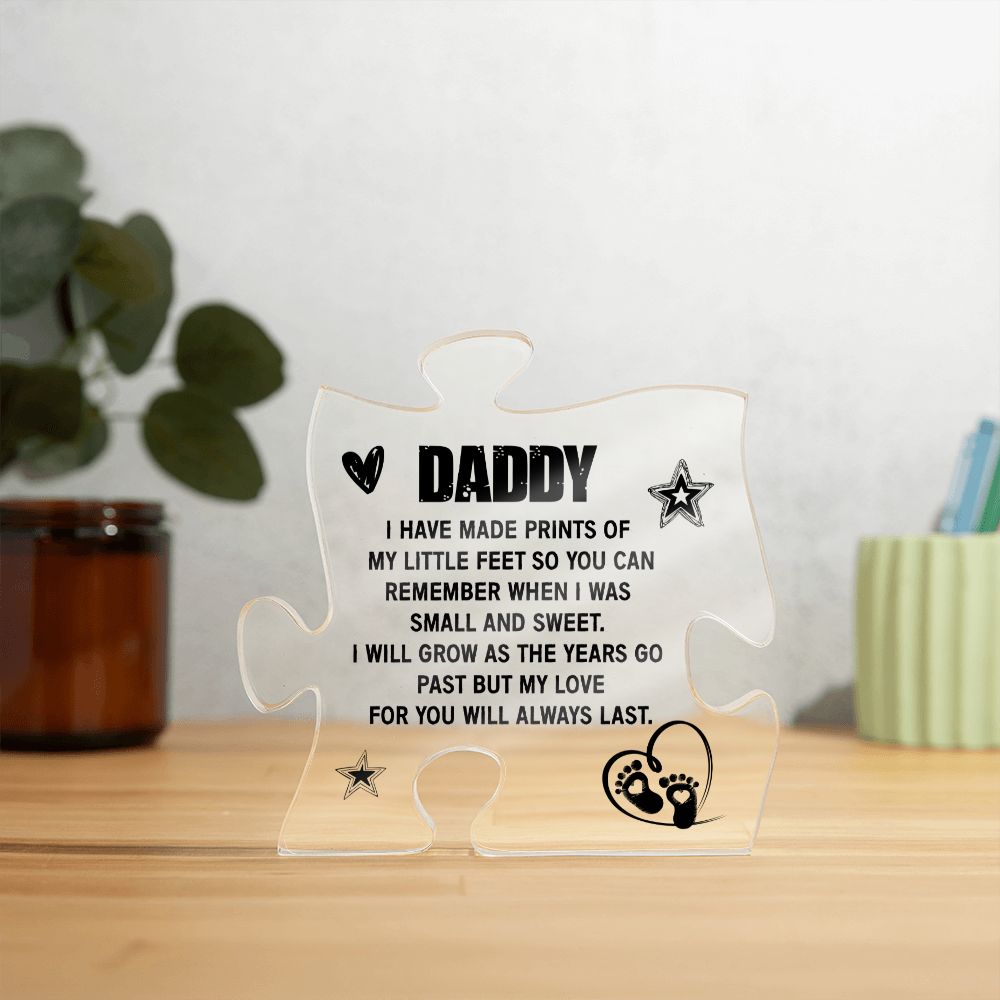Daddy - newborn little feet Acrylic Puzzle Plaque,  Fathers Day Gift