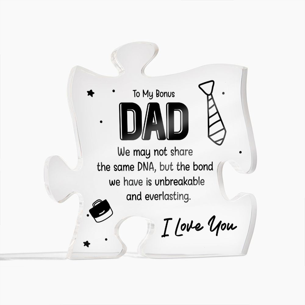 To my Bonus Dad - I Love You Acrylic Puzzle Plaque, Perfect for Fathers Day