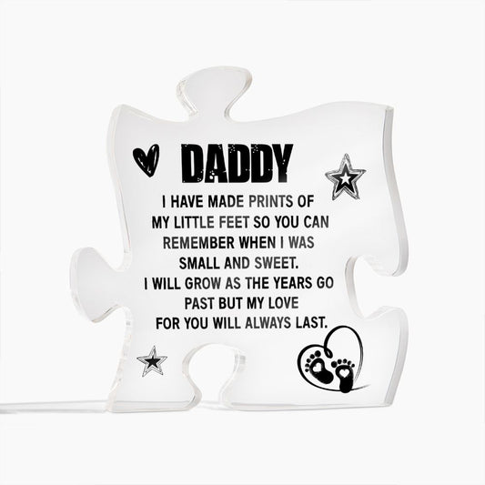Daddy - newborn little feet Acrylic Puzzle Plaque,  Fathers Day Gift
