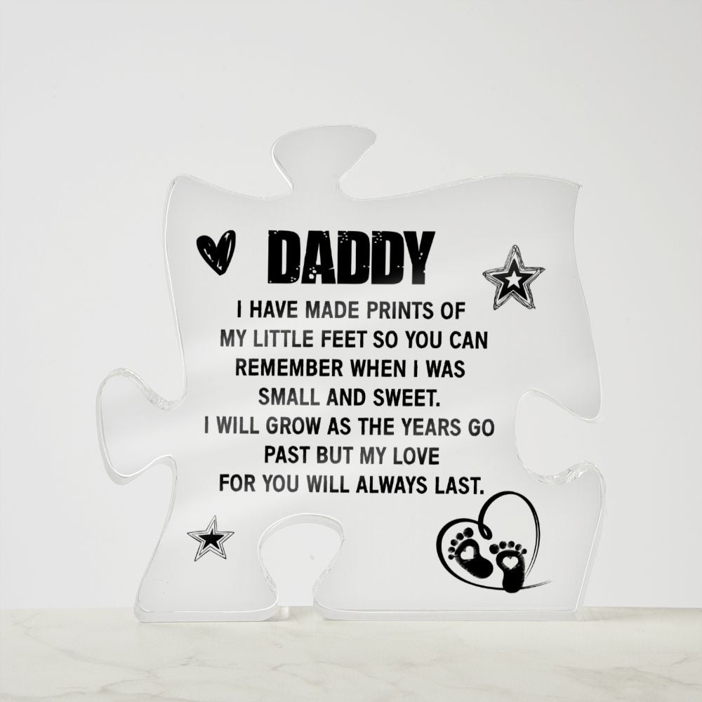 Daddy - newborn little feet Acrylic Puzzle Plaque,  Fathers Day Gift
