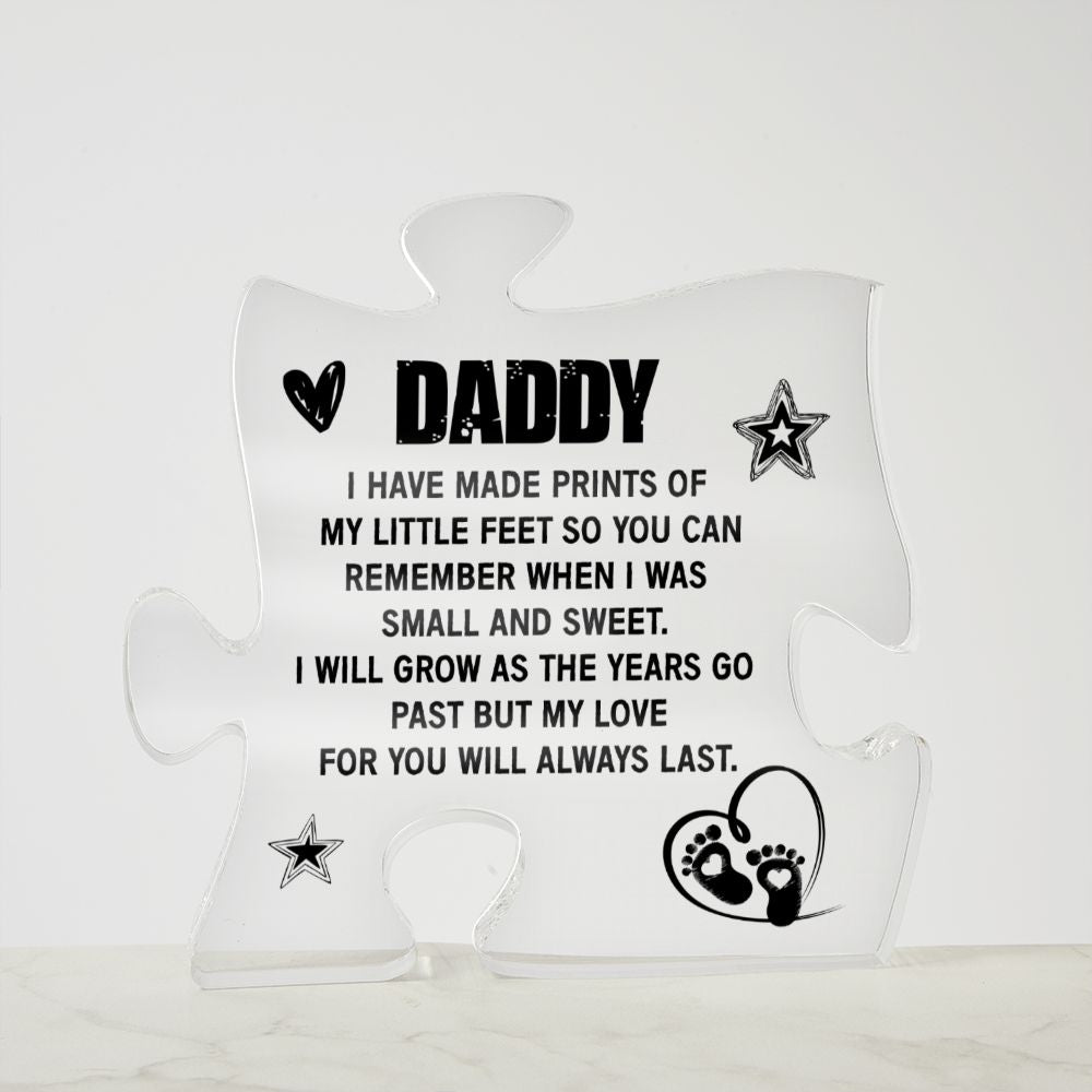 Daddy - newborn little feet Acrylic Puzzle Plaque,  Fathers Day Gift