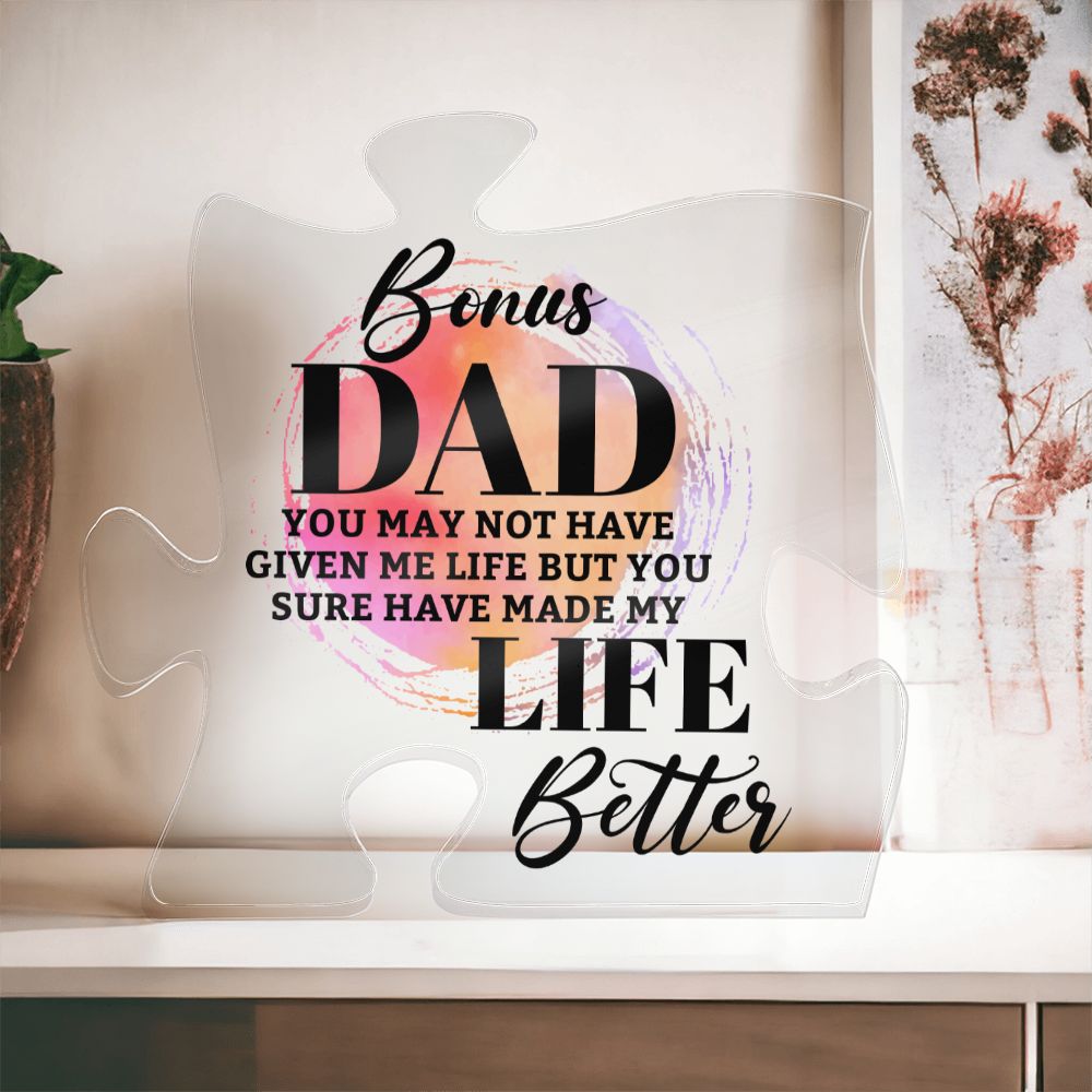 Bonus Dad Acrylic Puzzle Plaque Fathers Day Gift