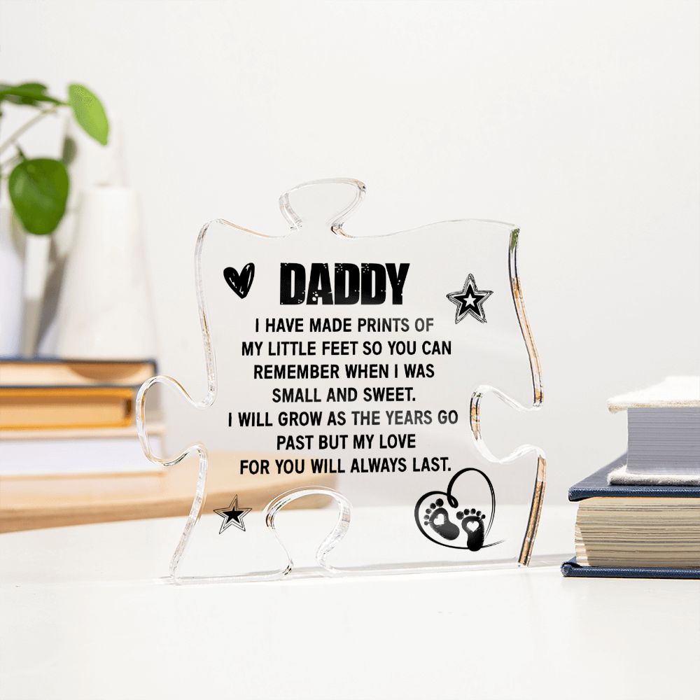 Daddy - newborn little feet Acrylic Puzzle Plaque,  Fathers Day Gift